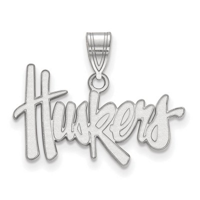 Black Bow Jewelry 14k White Gold Nebraska Cornhuskers NCAA Medium Pendant