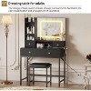 Makeup Vanity Desk with Mirror, Desk with Lights in 3 Colors, Girls Vanity Table with Charging Station, 4 Drawers, 6 Storage Shelves for Bedroom - 3 of 4