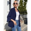 Womens Casual Blazer 3/4 Sleeve Open Front Plaid Longline Blazer - 4 of 4
