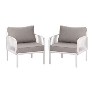 Christopher Knight Home Hester Outdoor Polypropylene Upholstered Club Chair (Set of 2) - 1 of 4