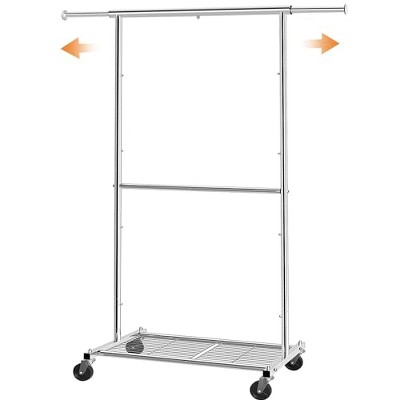 thumbnail image 2 of Simple Trending Clothing Garment Rack With Wheels - Extendable Rolling Clothes Organizer With Shelves 2 of 11