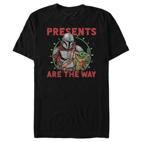 Men's Star Wars The Mandalorian Christmas Presents Light Wreath T-Shirt - image 1 of 4