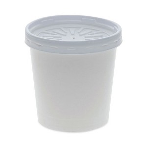 Pactiv Evergreen Paper Round Food Container and Lid Combo, 16 oz, 3.75" Diameter x 3.88h", White, 250/Carton - 1 of 1