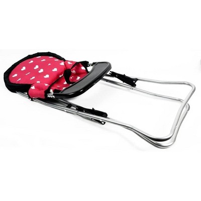 Pink Hearts Foldable Doll High Chair with Metal Frame