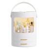 VECELO Makeup Organizer, Cosmetics Storage Box with Flip Mirror, White/Pink - 2 of 4