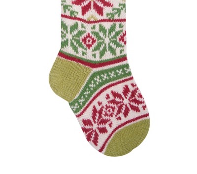 Traditional Red Green and White Knit Christmas Stocking