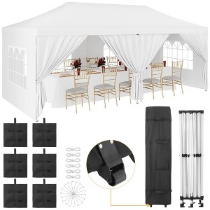Slanted Roof 10x20 Pop Up Canopy Tent with 6 Removable Sidewalls, Commercial Heavy Duty Pop Up Canopy Tents - 1 of 4