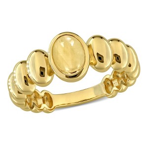EVERLY JEWELRY | Yellow Plated Sterling Silver 3/4 CT TGW Citrine Oval Beaded Ring - 1 of 4