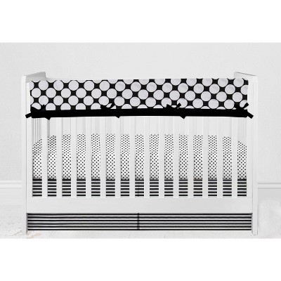 Bacati - Dots/Stripes Long Crib Rail Guard Cover White/Black