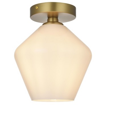 Elegant Lighting Gene 8 Inch Flush Mount Frosted White Shade in Satin Gold