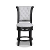 2-piece swivel bar stool set, upholstered seat, nailhead trim, footstool, wooden dining furniture, black - 3 of 4