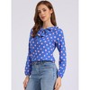 Allegra K Women's 1950s Vintage Ruffle Neck Long Sleeve Dots Chiffon Blouse - 2 of 4