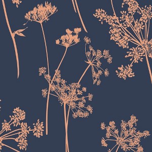 Anthriscus Dusk Navy Blue and Copper Floral Paste the Wall Wallpaper - 1 of 4