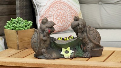 Sunnydaze 7.5-Inch Brown Concrete Turtle Tic Tac Toe Garden Statue