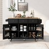 53" Kitchen Island Cart with Drop Leaf, Kitchen Island on Wheels with Storage, Rolling Kitchen Table, Mobile Kitchen Storage Island for Kitchen - 3 of 4