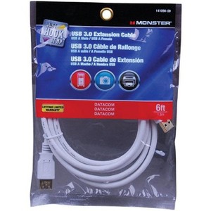 Monster 141098-00 Just Hook It Up USB 3.0 Extension Cable, White, 6' - 1 of 1
