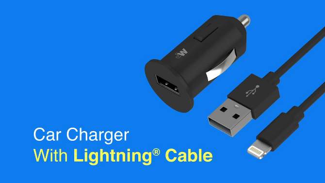 Just Wireless 12W 1-Port USB-A Car Charger with 4ft TPU Lightning to USB-A Cable, 2 of 9, play video