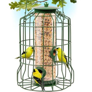 Outdoor Wild Bird Feeder Squirrel-Proof Chew-Proof Metal Hanging Seed Feeder with 4 Feeding Ports for Small Songbirds - 1 of 4