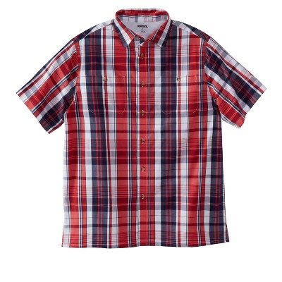 KingSize Short-Sleeve Plaid Sport Shirt
