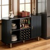Fluted Wine Bar Cabinet with Storage Wine Rack Glass Holder Buffet Sideboard LED Lights Mid Century Modern - 4 of 4