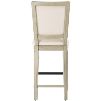 Light Beige Upholstered Carved Wood Bar Stool Set
