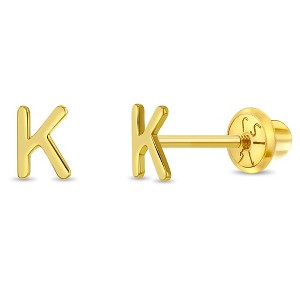 Girls' Itsy Bitsy Initial Letter Screw Back 14k Gold Earrings - In Season Jewelry - 1 of 4