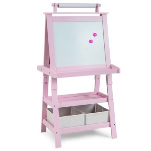 Infans Kids Art Easel Double Sided Chalkboard Magnetic Whiteboard w/ Storage Tray Pink - 1 of 4