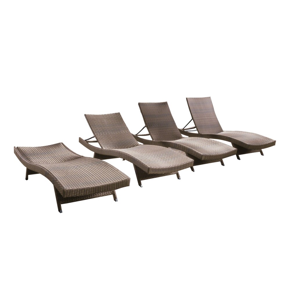 Salem 4pk Wicker Adjustable Chaise Lounge - Mocha - Christopher Knight Home
