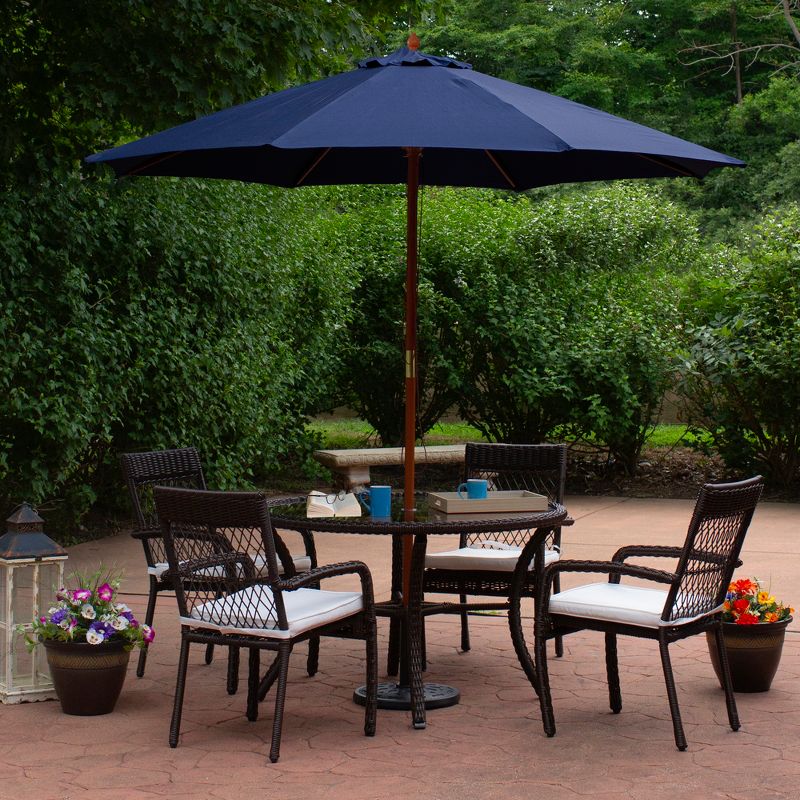 Northlight 9ft Outdoor Patio Market Umbrella with Wooden Pole, Navy Blue, 2 of 5
