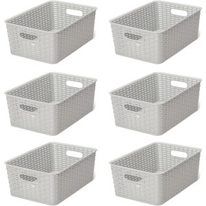 YBM Home Plastic Rattan Storage Box Basket Organizer for Bathroom, Pack of 6 - 1 of 4