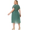 Agnes Orinda Women's Plus Size Floral Printed V Neck Smocked Waist Short Sleeve Flowy Casual Midi A Line Dresses - 4 of 4
