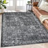 Coolmee Washable Rug for Living Room Boho Floral Non Slip Throw Rugs Large Bedroom Rug Low Pile Soft Stain Resistant CarpetGray - 2 of 4