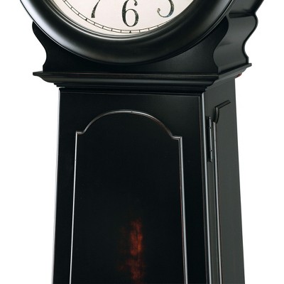 Black Distressed Wood Quartz Floor Clock with Brass Pendulum