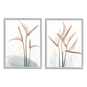 Stupell Industries Floral Calla Lily Silhouette with Leaf Details Gray Framed Giclee 2pc Set, 16 x 20 - 1 of 3