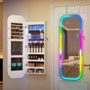 Fredees Round Mirror Jewelry Cabinet, Door-Hanging Armoire with Wall-Mounted Full-Length Mirror & Jewelry Storage - 3 of 4