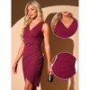 Allegra K Women's V Neck Sleeveless Zipper Waist Pleats Midi Wrap Dress - 2 of 4