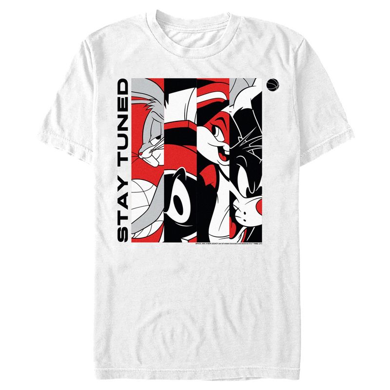 Men's Space Jam: A New Legacy Stay Tuned Panels Red and Black T-Shirt, 1 of 6