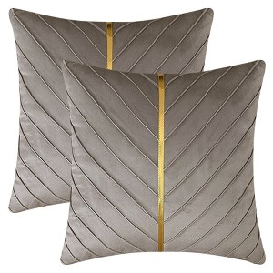 REGALWOVEN Velvet Throw Pillow Cover with Gold Striped Modern Pillowcase for Sofa Bedroom Living Room Home Decor 18 x 18 Inch 2 Pcs - 1 of 4
