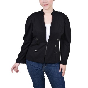 NY Collection Womens Button Front Knit Double Breasted Blazer Jacket - 1 of 1
