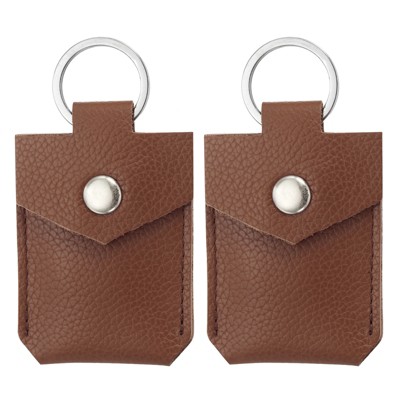 Unique Bargains Portable Genuine Leather Key Rings 2 Pcs