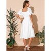 INSPIRE CHIC Women's Eyelet Square Neck Short Puff Sleeve Casual A Line Summer Midi Dress - 4 of 4