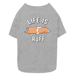 Lost Gods Corgi Life Is Ruff  Dog T-Shirt - Athletic Heather - Large - 1 of 4