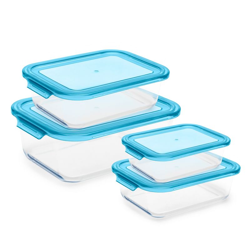 Lexi Home 4-Piece Nested Glass Meal Prep Food Storage Container Set - Aqua, 2 of 4