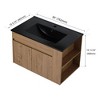 ChicFurnit Bathroom Vanities 30 Inch Wallmounted Vanity with Black Ceramic Basin Adjustable Open Shelf for Bathroom, Brown, 30"*18.3"*19.7" - 3 of 4