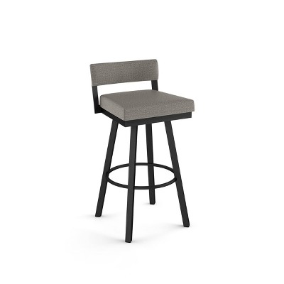 Amisco Travis Upholstered Barstool Silver/Black: 30" Fixed Height, Rectangle, Polyester, Steel Frame