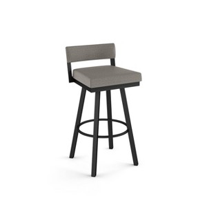 Amisco Travis Upholstered Barstool Silver/Black: 30" Fixed Height, Rectangle, Polyester, Steel Frame - 1 of 4