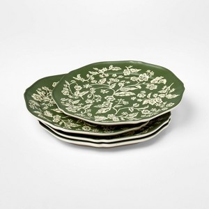 8.5" 4pk Melamine Floral Salad Plates Green - Threshold™ designed with Studio McGee - 1 of 3