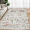 Washable Vintage Oriental Rug Non Slip Low Pile Rug Soft Throw Floor Cover Retro Medallion Foldable Indoor Carpet for Living Room Bedroom Nursery - 2 of 4