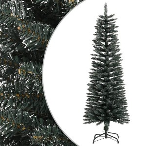 vidaXL Slim Green/White Christmas Tree with Stand - 4ft Artificial Xmas Tree with Snow, Bushy PVC Tips - 1 of 4