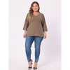 Agnes Orinda Women's Plus Size Top Raglan Floral Print V Neck 3/4 Sleeve Peasant Blouse - 3 of 4